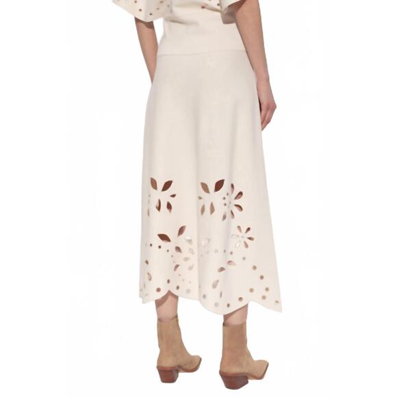 NEW ULLA JOHNSON grace knit midi skirt in cowrie - Picture 3 of 4